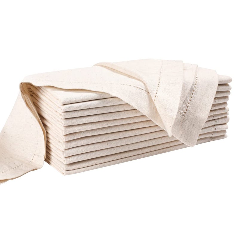 Light & Pro Lightnpro Flax Linen Napkins Set of 12 - Hemstitched Dinner Cloth Napkins, Washable and Reusable Natural Flax Napkins for Dining, Parties, Weddings, Holiday & Everyday Use - 18x18 Inch Natural Color - Image 3